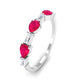 East West Style Pear Shape Ruby Half Eternity Ring with Baguette Diamond