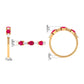 East West Style Pear Shape Ruby Half Eternity Ring with Baguette Diamond