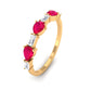 East West Style Pear Shape Ruby Half Eternity Ring with Baguette Diamond