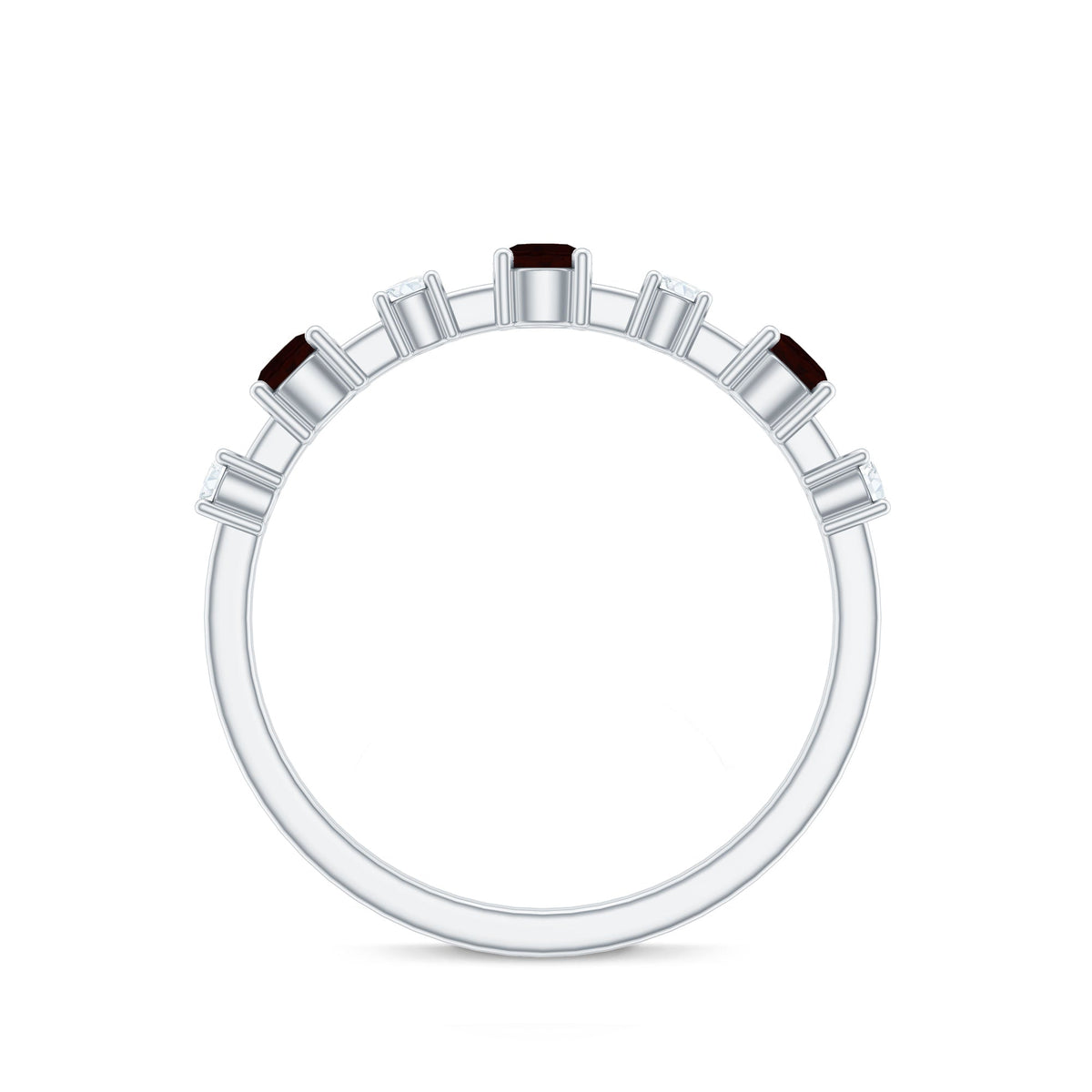 Natural Garnet Diamond Half Eternity Ring