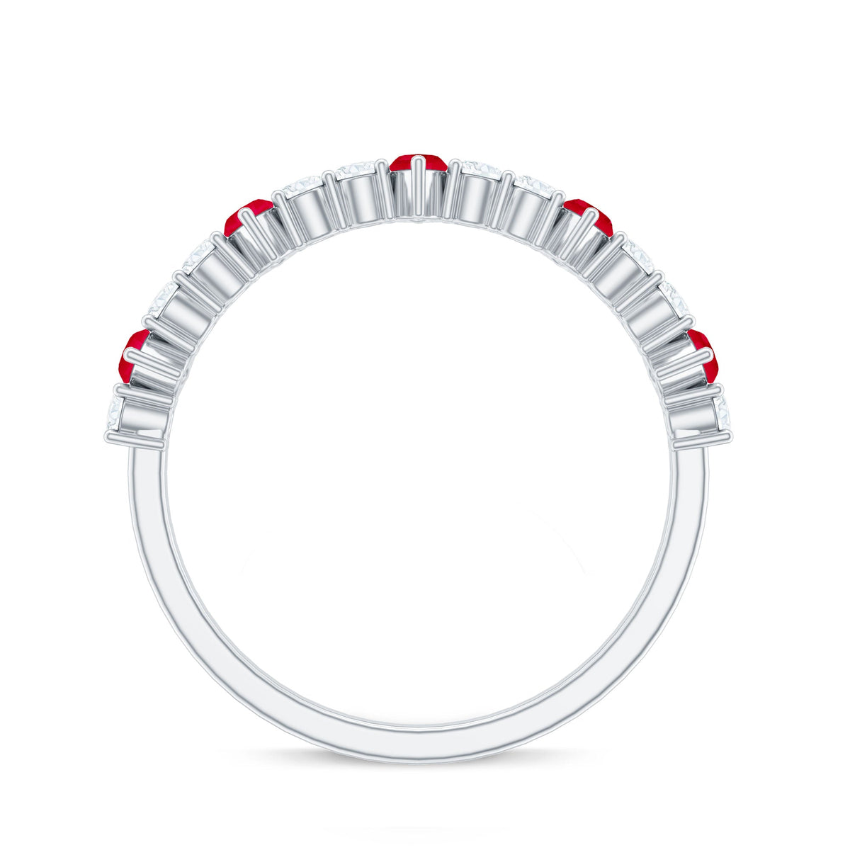 Natural Marquise Ruby Diamond Half Eternity Ring