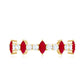 Natural Marquise Ruby Diamond Half Eternity Ring