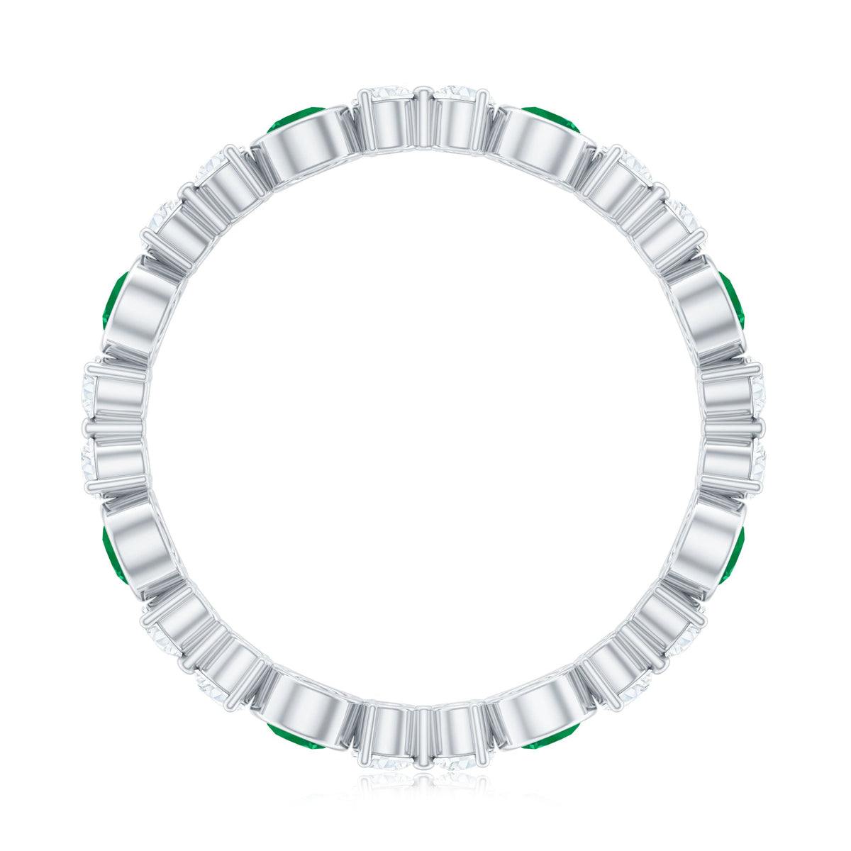 Natural Emerald Diamond Eternity Ring with Certificate