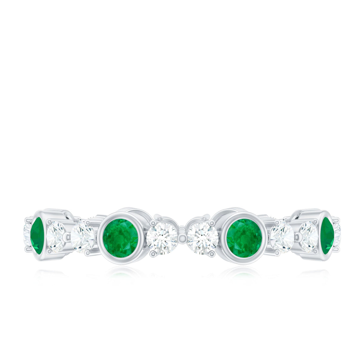 Natural Emerald Diamond Eternity Ring with Certificate