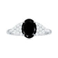 1.9 Carat Lab Grown Black Diamond Oval Engagement Ring with White Diamond