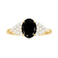 1.9 Carat Lab Grown Black Diamond Oval Engagement Ring with White Diamond