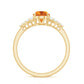 Natural Yellow Citrine Oval Engagement Ring with Diamond Side Stones