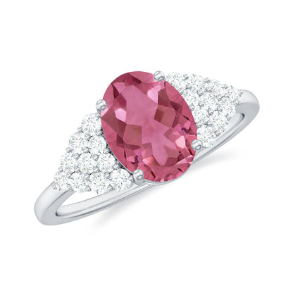 Classic Pink Tourmaline Solitaire Ring with Diamond