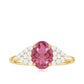 Classic Pink Tourmaline Solitaire Ring with Diamond