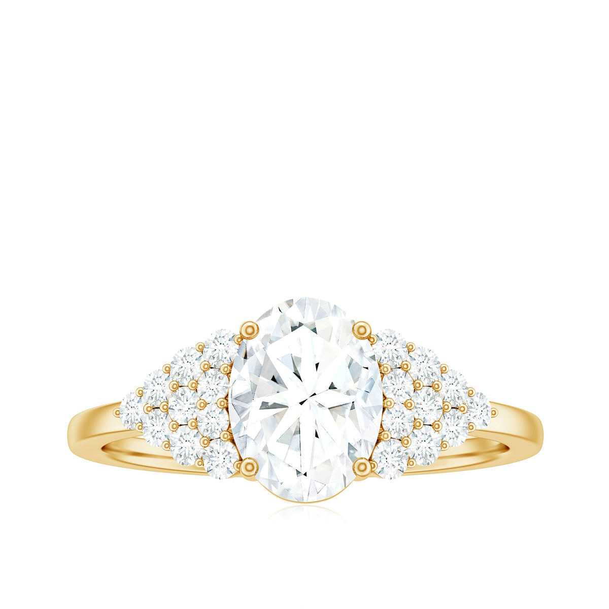 1.2 Carat Oval Moissanite Engagement Ring with Cluster Side Stones