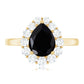 Certified Genuine 1.7 Carat Black Spinel Teardrop Engagement Ring with Diamond Halo