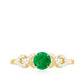 Real Emerald Diamond Promise Engagement Ring with Criss Cross Shank