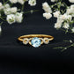 Round Shape Aquamarine and Diamond Infinity Engagement Ring
