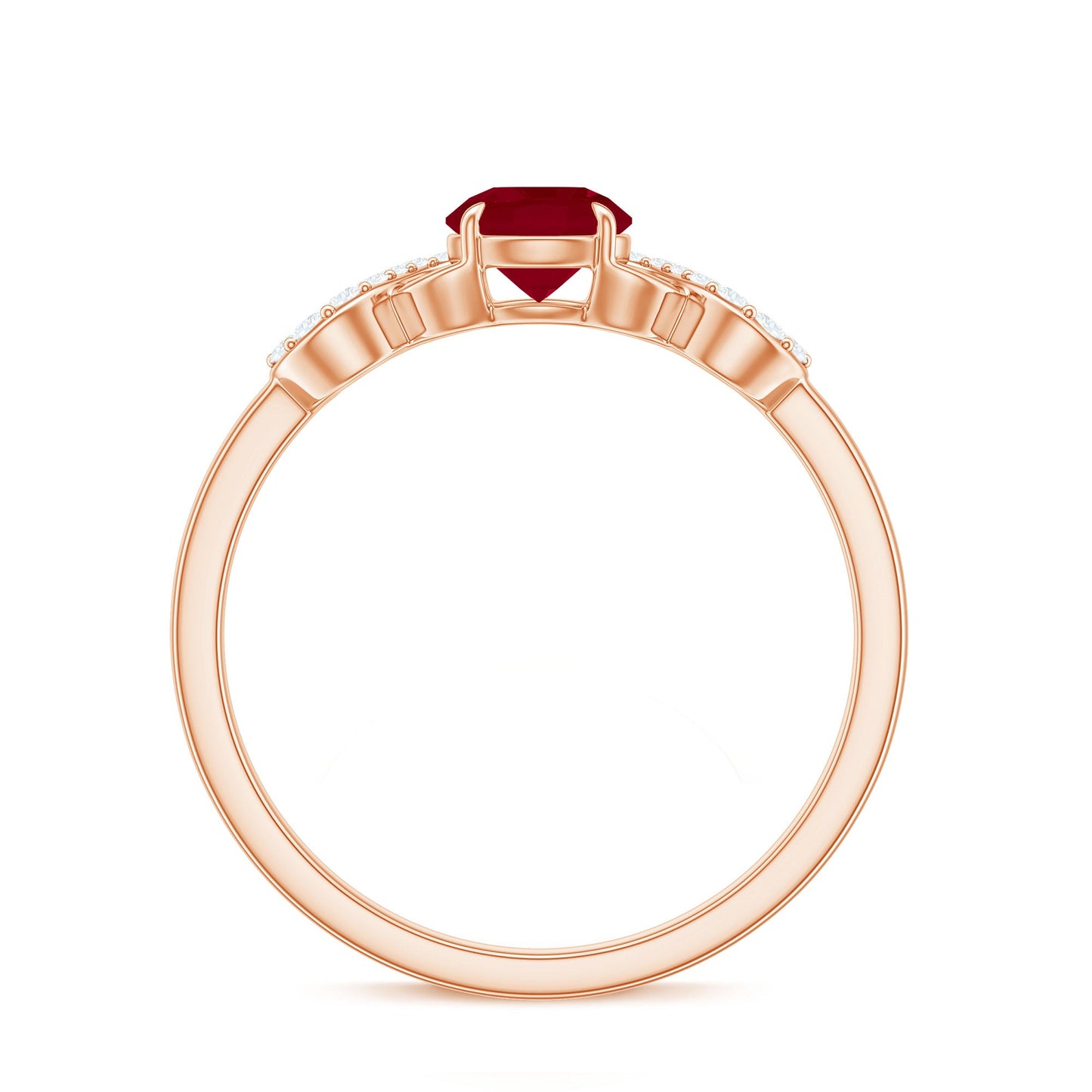 Anillo de promesa cruzado con rubí y diamante