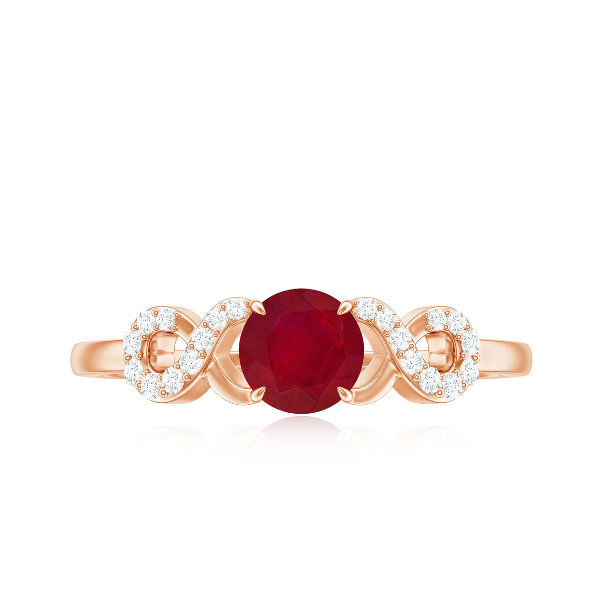 Anillo de promesa cruzado con rubí y diamante