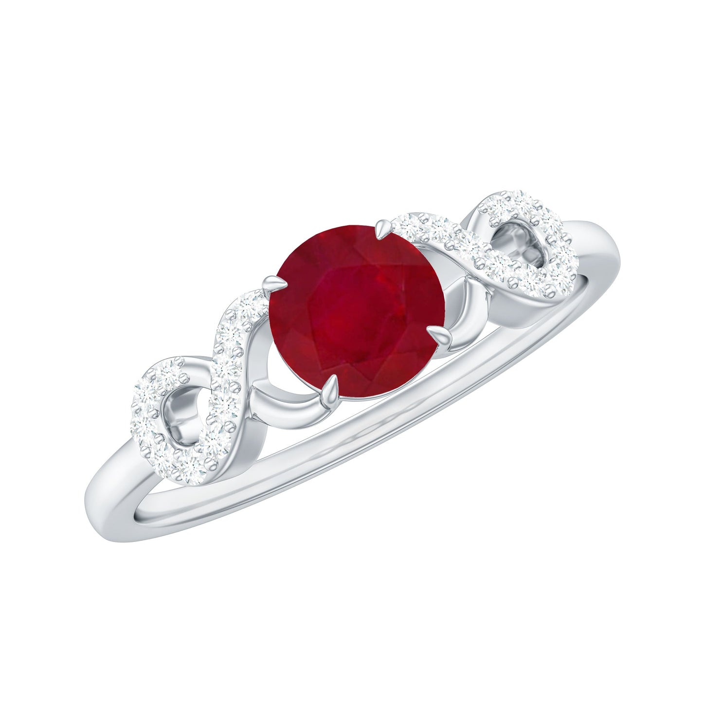 Anillo de promesa cruzado con rubí y diamante