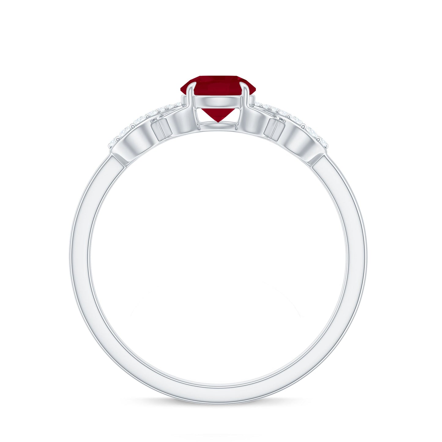 Anillo de promesa cruzado con rubí y diamante