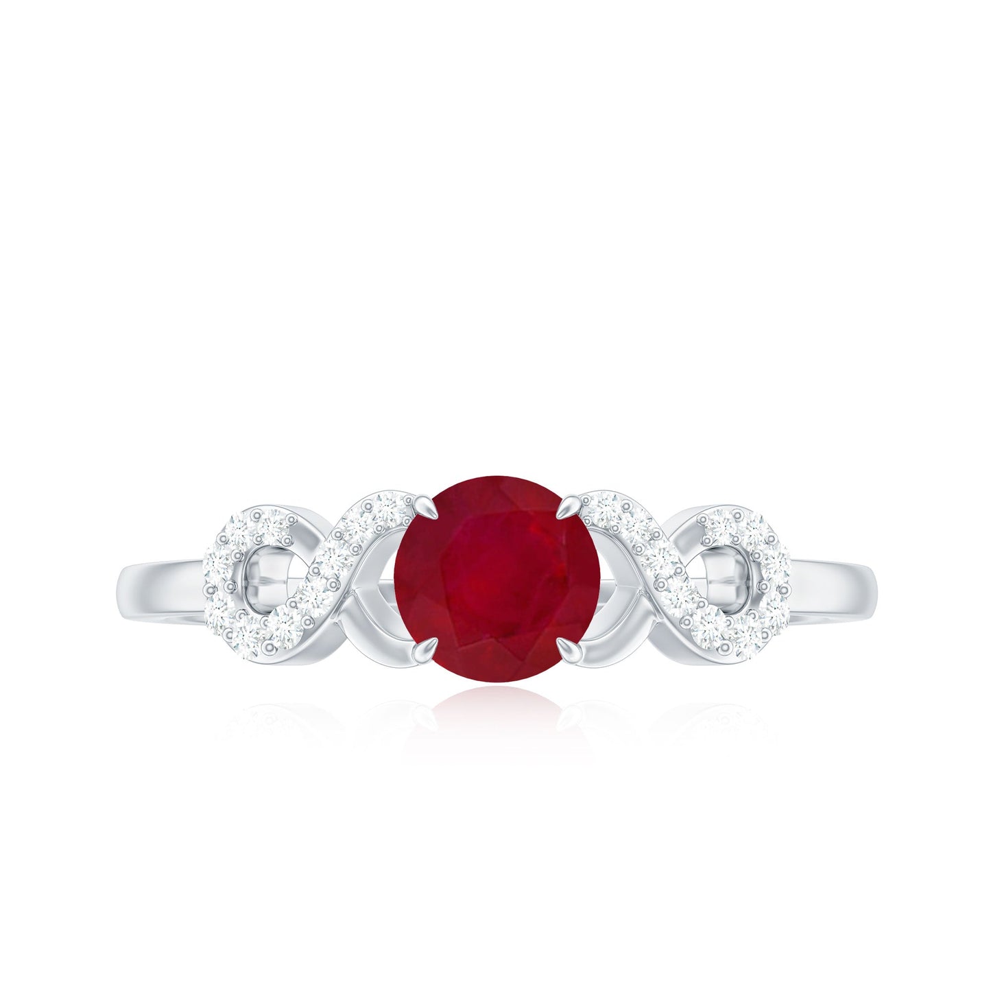 Anillo de promesa cruzado con rubí y diamante