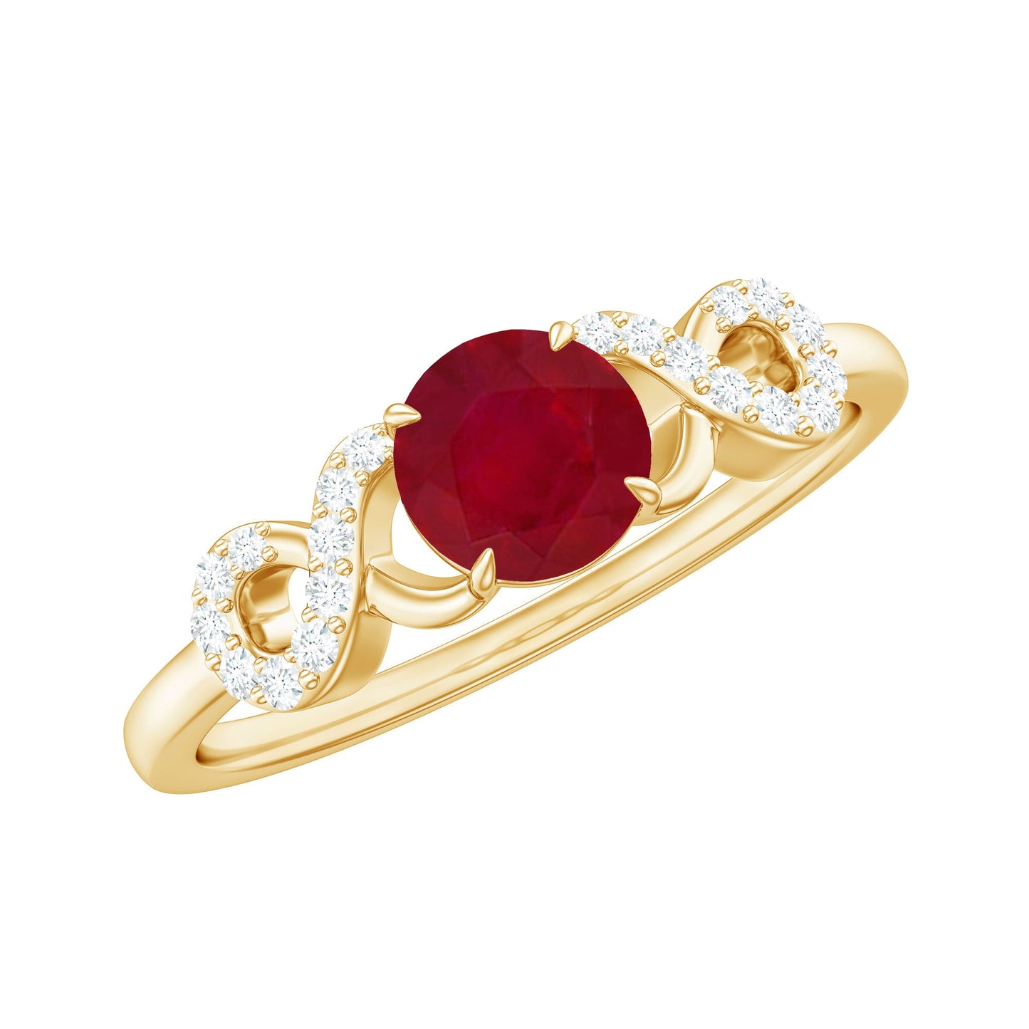 Anillo de promesa cruzado con rubí y diamante