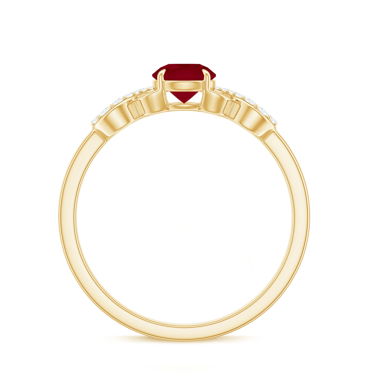Anillo de promesa cruzado con rubí y diamante