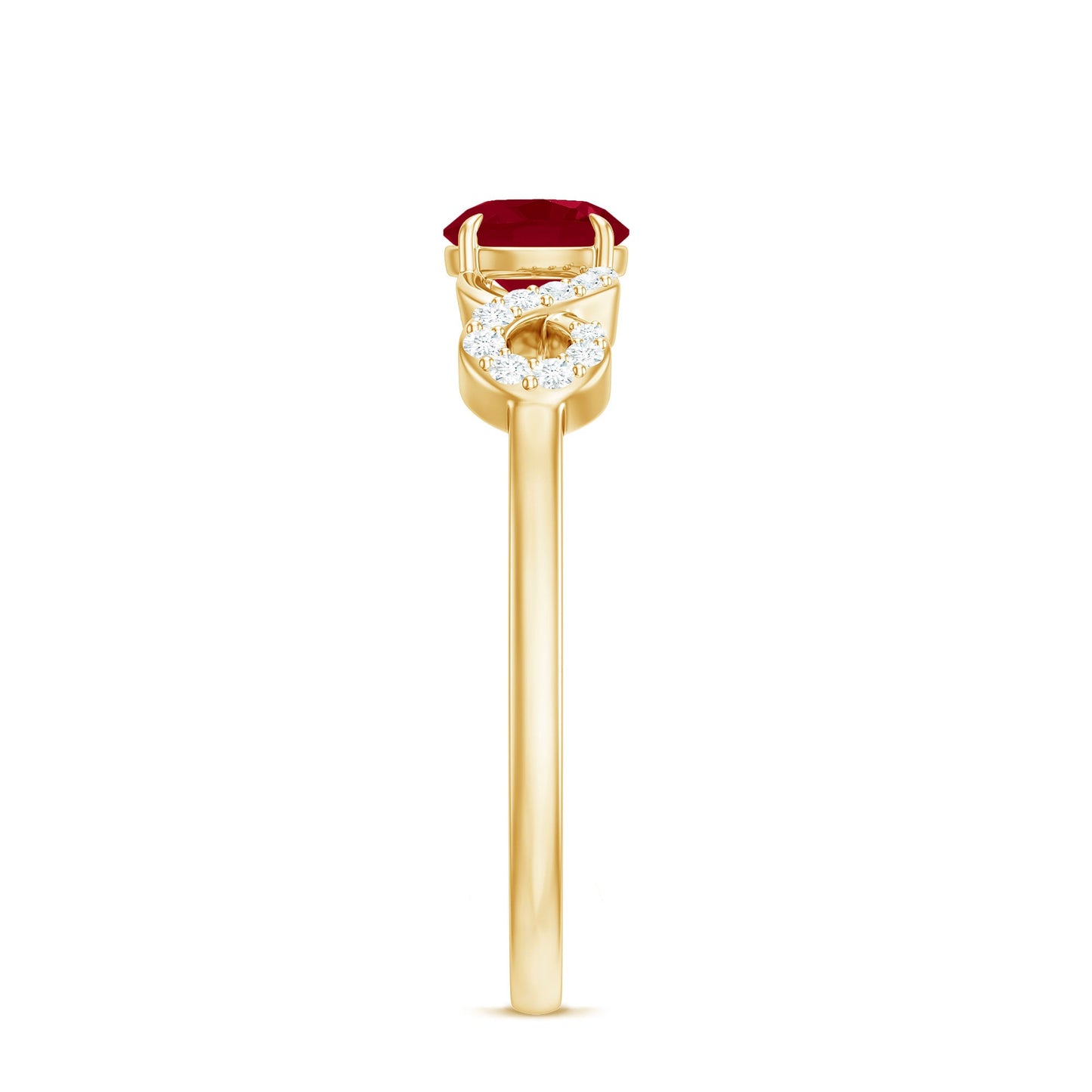 Anillo de promesa cruzado con rubí y diamante