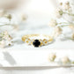 0.45 Carat Black Onyx and Diamond Criss Cross Engagement Ring