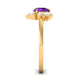 Anillo de compromiso de amatista natural en forma de flor con diamante