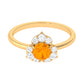 Round Fire Opal Flower Engagement Ring with Diamond