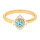 Bezel Set Aquamarine and Diamond Flower Engagement Ring with Certificate