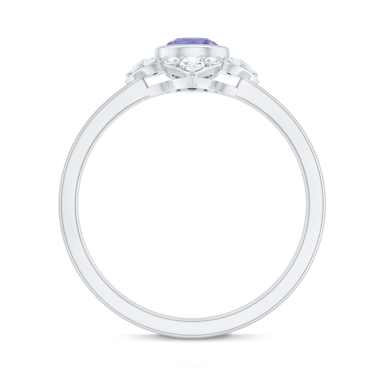 Anillo de compromiso con flor de tanzanita auténtica certificada y diamante