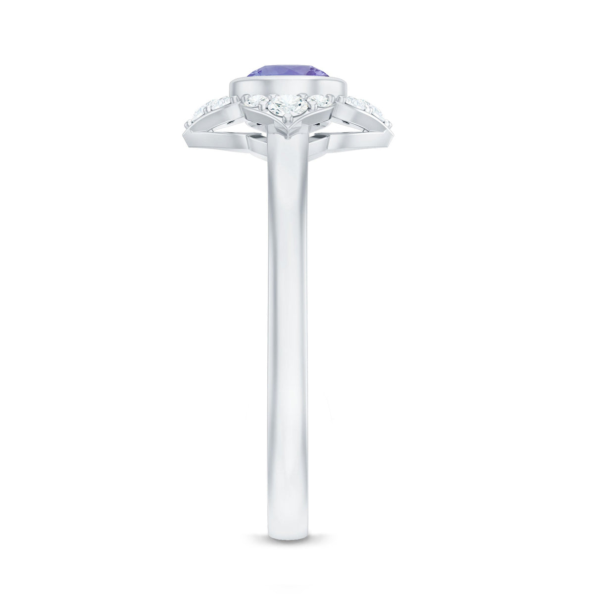 Anillo de compromiso con flor de tanzanita auténtica certificada y diamante