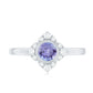 Anillo de compromiso con flor de tanzanita auténtica certificada y diamante
