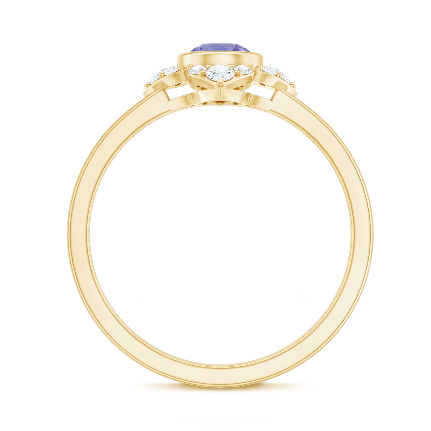 Anillo de compromiso con flor de tanzanita auténtica certificada y diamante