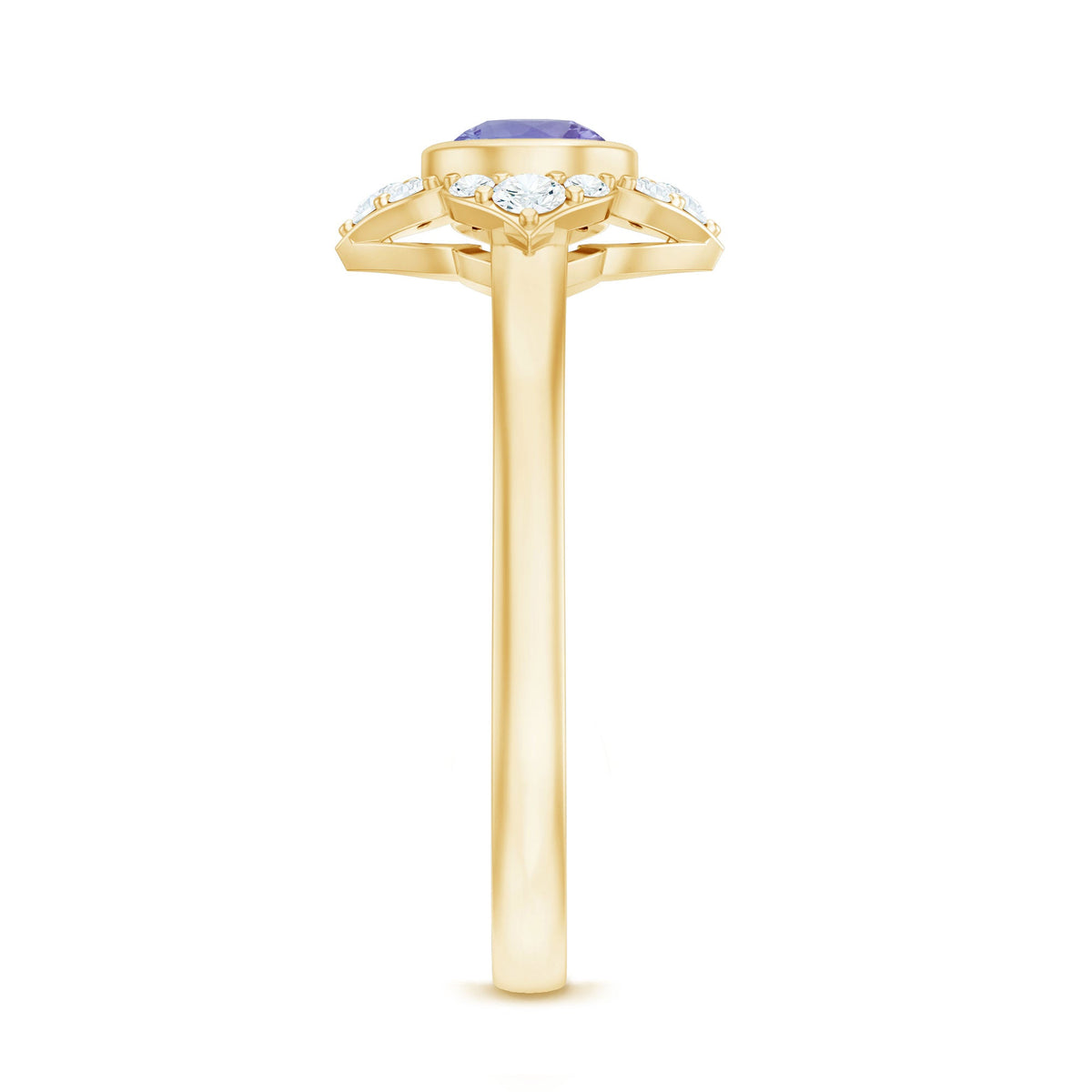 Anillo de compromiso con flor de tanzanita auténtica certificada y diamante