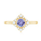 Anillo de compromiso con flor de tanzanita auténtica certificada y diamante