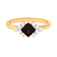 Real 1.4 Carat Garnet Princess Cut Engagement Ring with Diamond