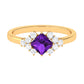 Natural 1.2 Carat Amethyst Princess Cut Engagement Ring with Diamond