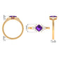 Natural 1.2 Carat Amethyst Princess Cut Engagement Ring with Diamond