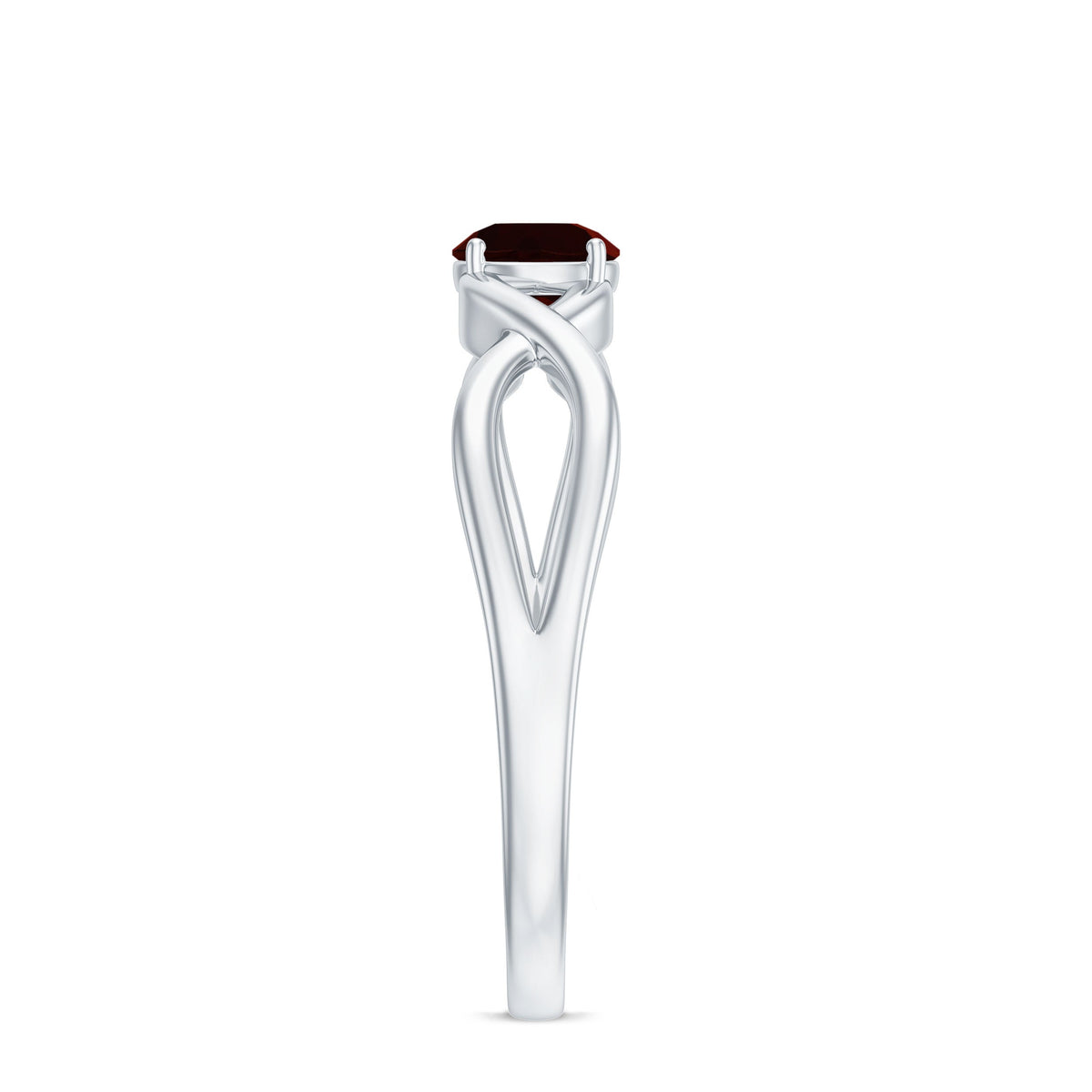 Genuine 2.3 Carat Garnet Solitaire Engagement Ring with Crossover Shank