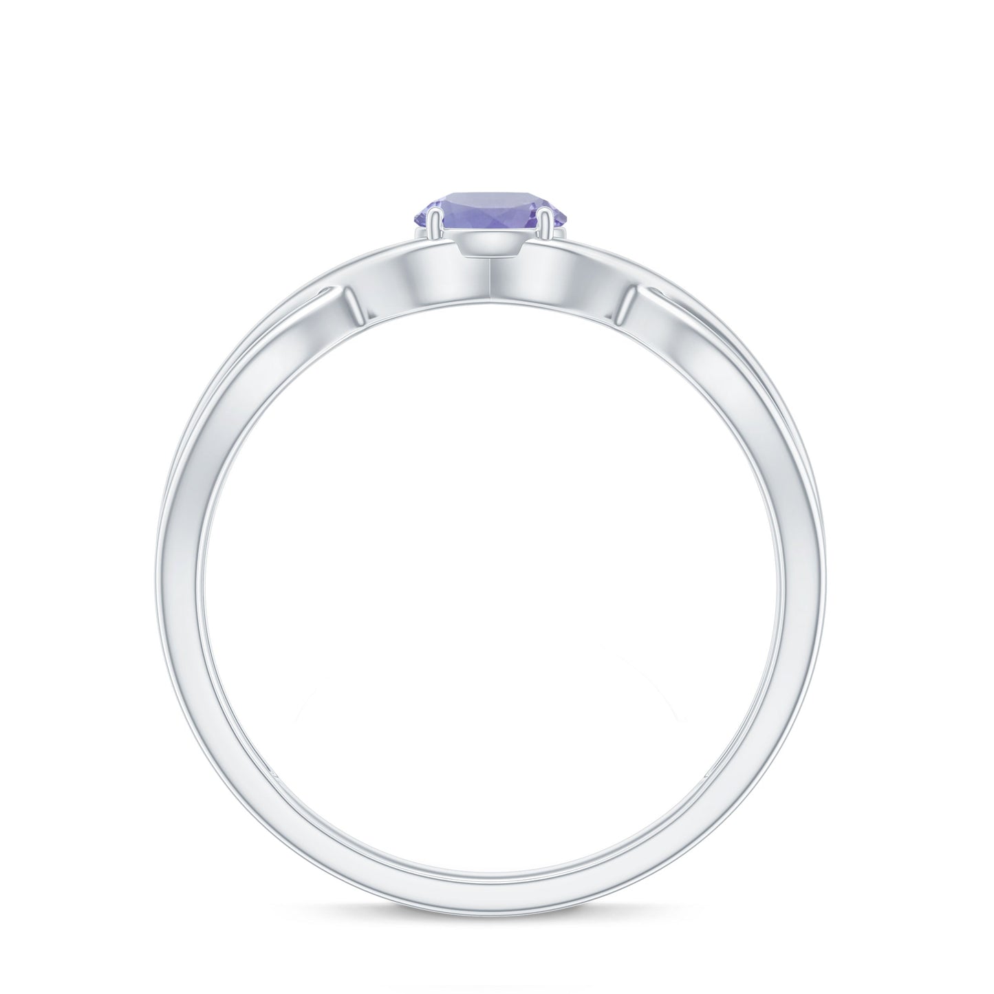 Anillo de promesa de tanzanita genuina con vástago cruzado
