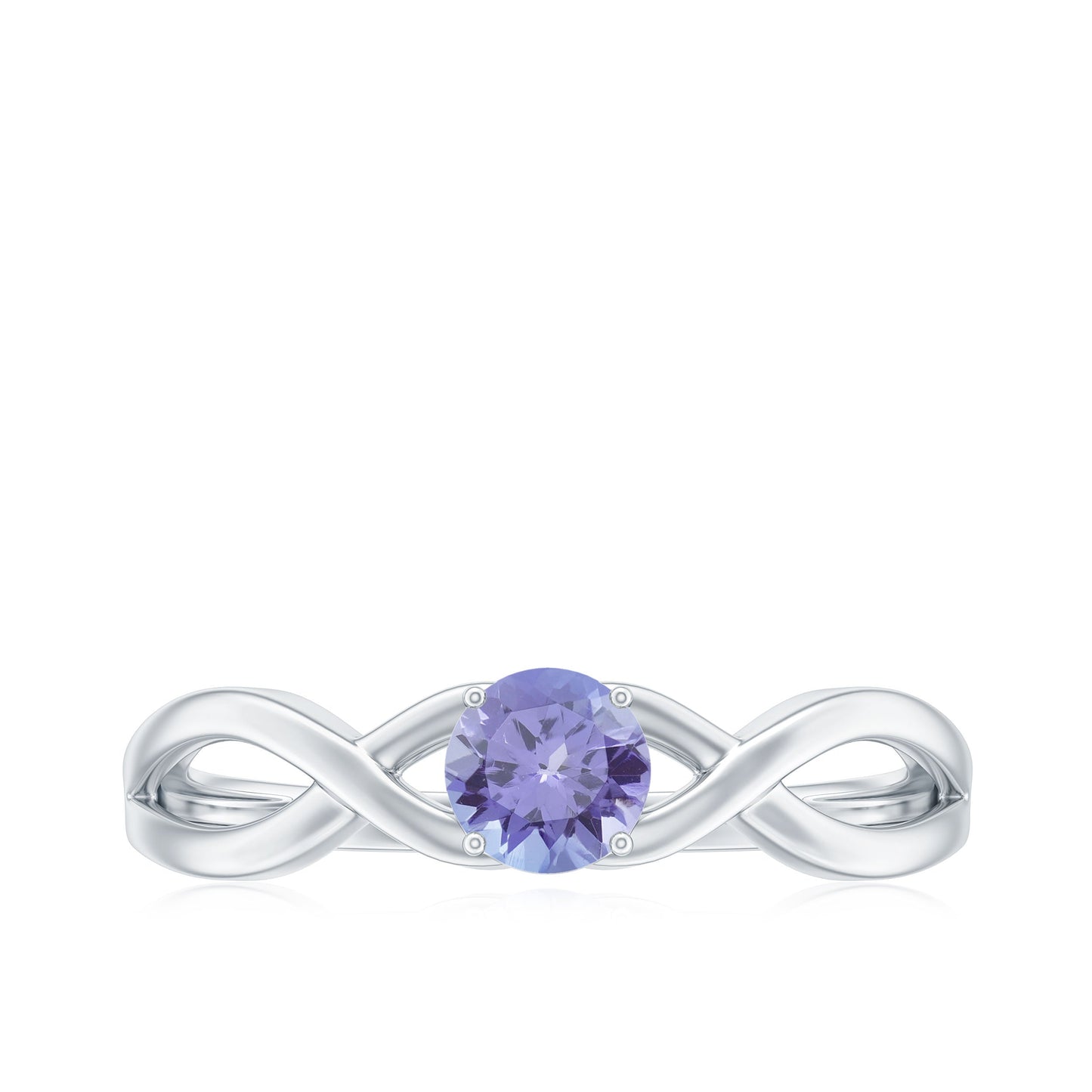 Anillo de promesa de tanzanita genuina con vástago cruzado