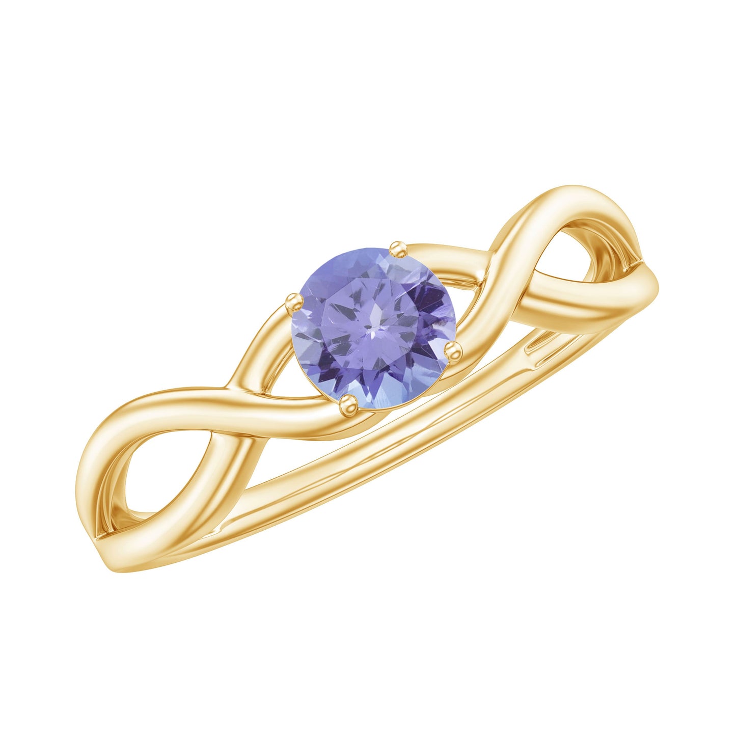 Anillo de promesa de tanzanita genuina con vástago cruzado