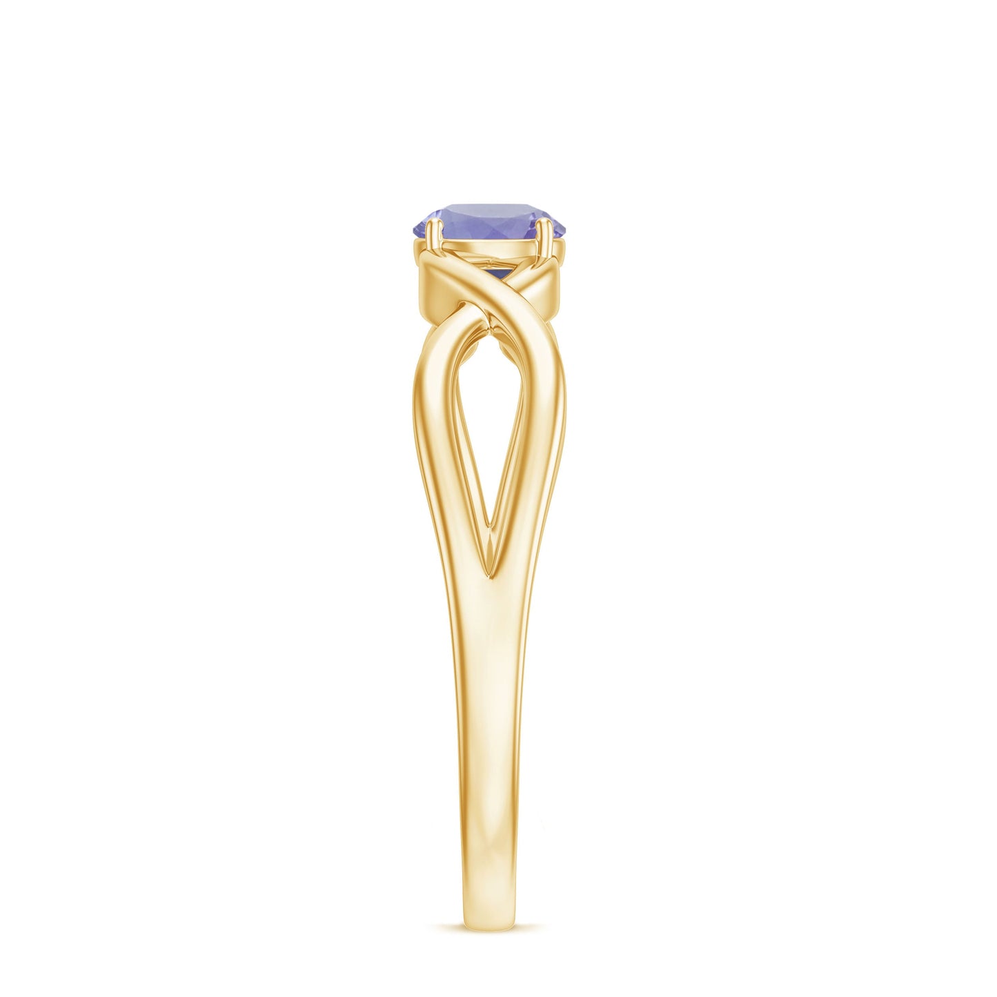 Anillo de promesa de tanzanita genuina con vástago cruzado