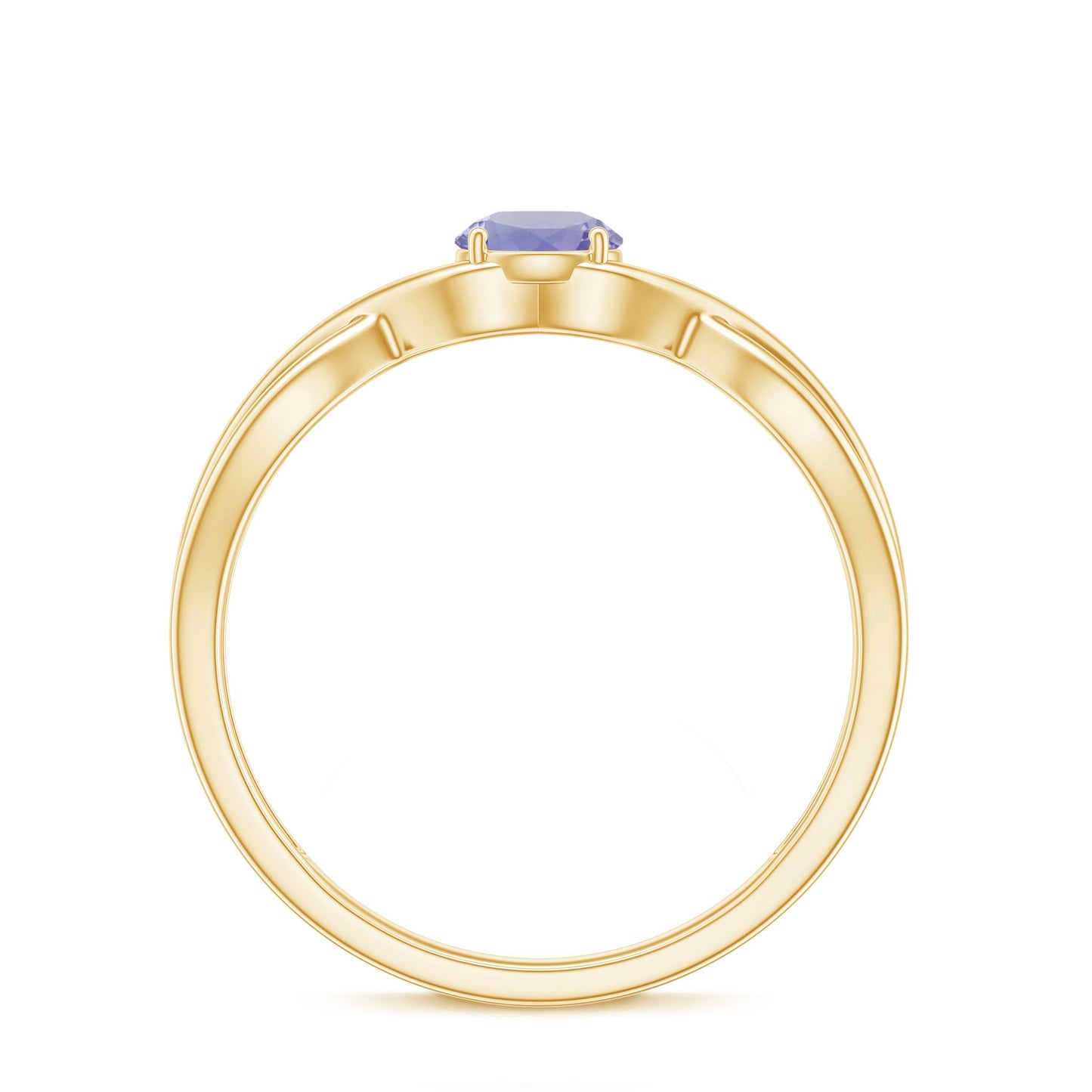 Anillo de promesa de tanzanita genuina con vástago cruzado