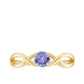 Anillo de promesa de tanzanita genuina con vástago cruzado