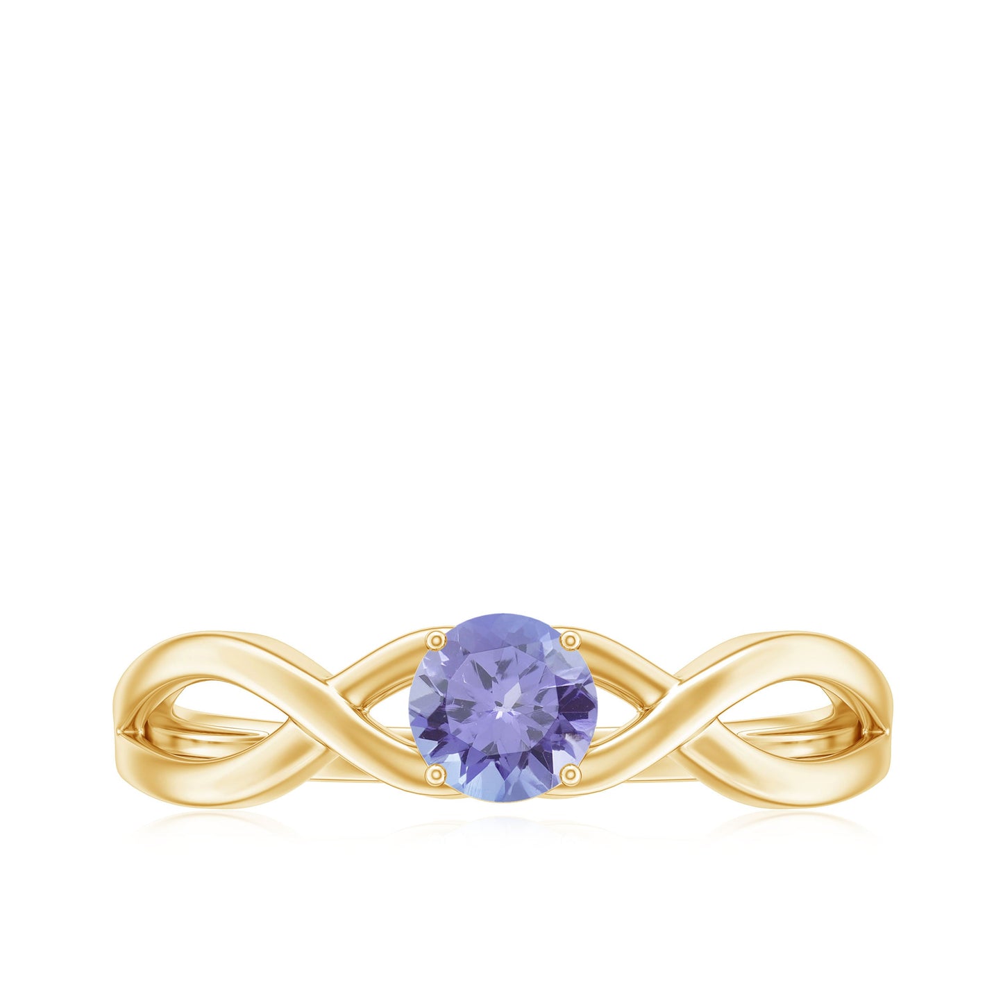 Anillo de promesa de tanzanita genuina con vástago cruzado