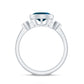 Anillo de compromiso de topacio azul de Londres ovalado engastado en bisel con diamantes