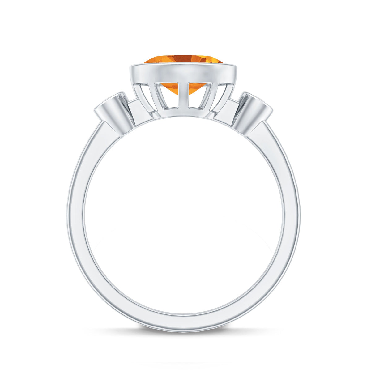 Natural 1 Carat Citrine Diamond Oval Engagement Ring in Bezel Set