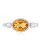 Natural 1 Carat Citrine Diamond Oval Engagement Ring in Bezel Set