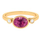 Pink Tourmaline Solitaire East West Ring with Diamond